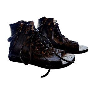 A.S.98 Rhett Black Leather Gladiator Sandals Shoes Women Eur 37